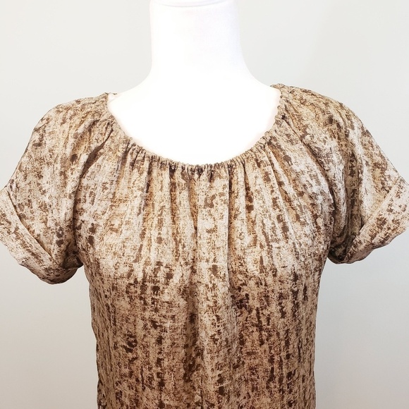 MICHAEL Michael Kors Babydoll Dress Short Sleeve Tan Animal Print - Picture 2 of 9